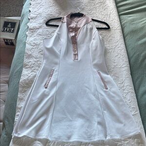 Stylish White and Pink Halter Dress